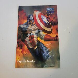 Marvel Masterpieces 1996 Captain America Signed 6.5"x10" Art Print